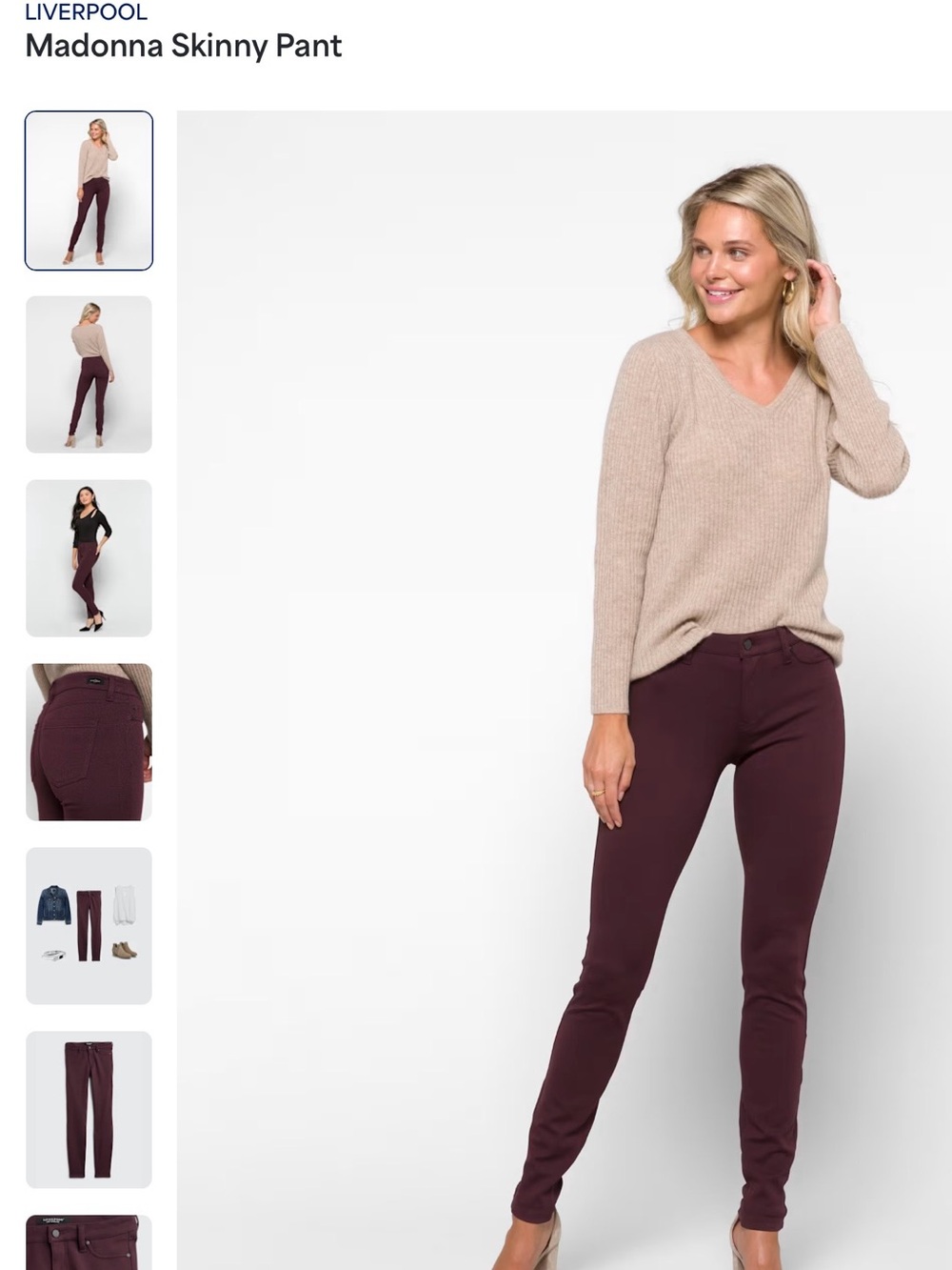 Liverpool Skinny Jeans — Burgundy